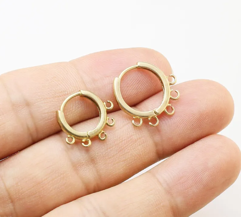 Jewelry Making Earring Supplies - 10 Stück Messing-Ohrreifen, Leverback-Ohrring mit Schlaufe,