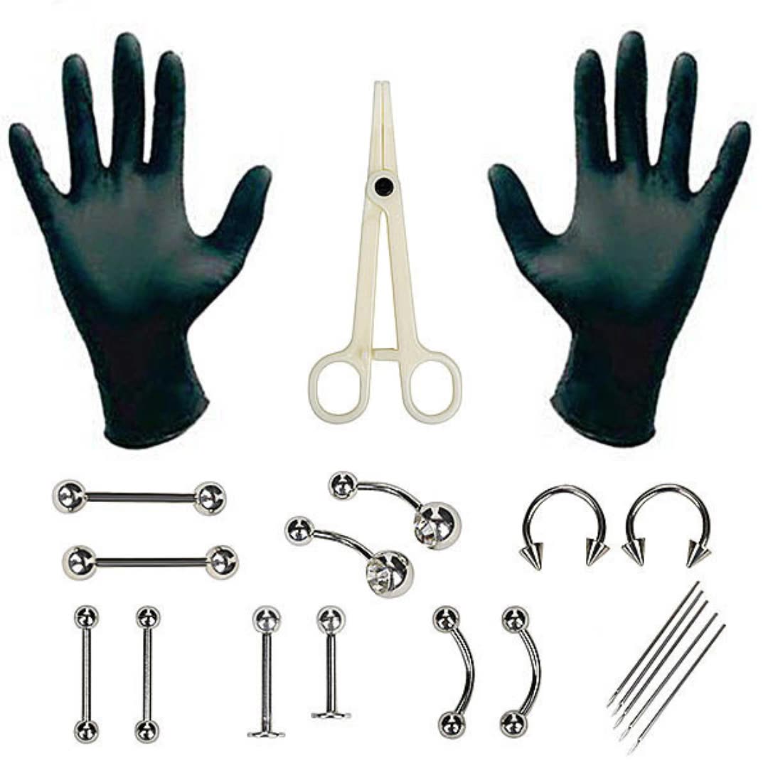 Jewelry Making Kit Professional - 1 Satz professionelles Einweg-Körperpiercing-Werkzeug-Set, Piercing-Nadelklemme, Werkzeuge