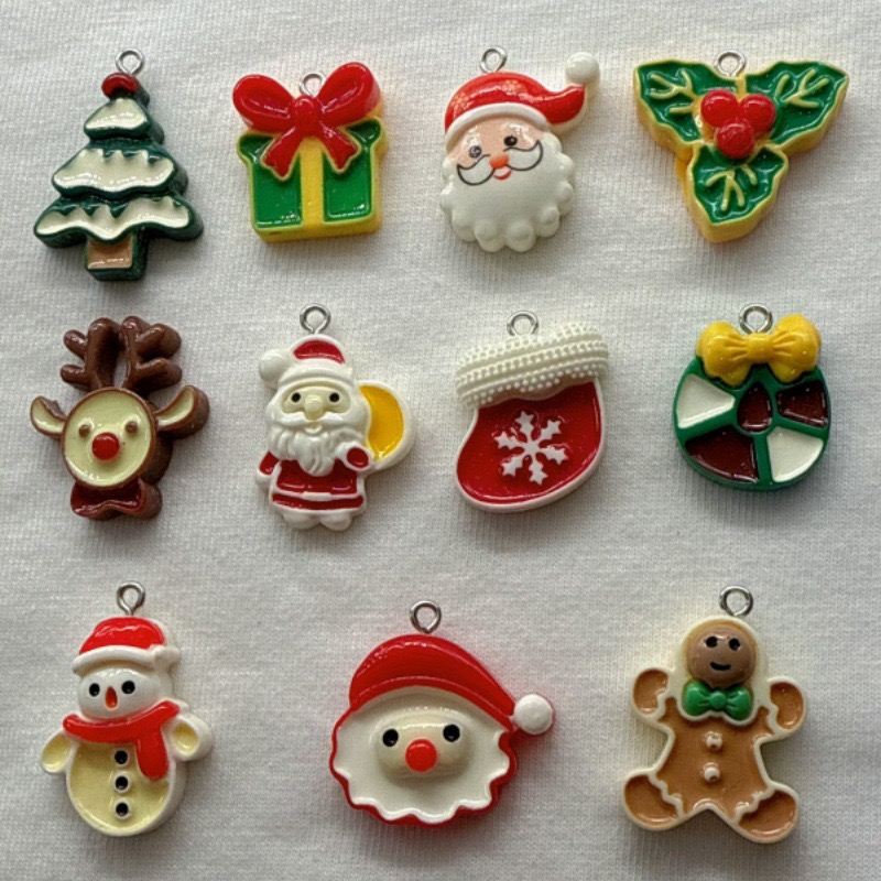 Jewelry Making With Resin - 10 Stück Weihnachts-Cartoon-Serie Harzanhänger DIY Schmuckzubehör