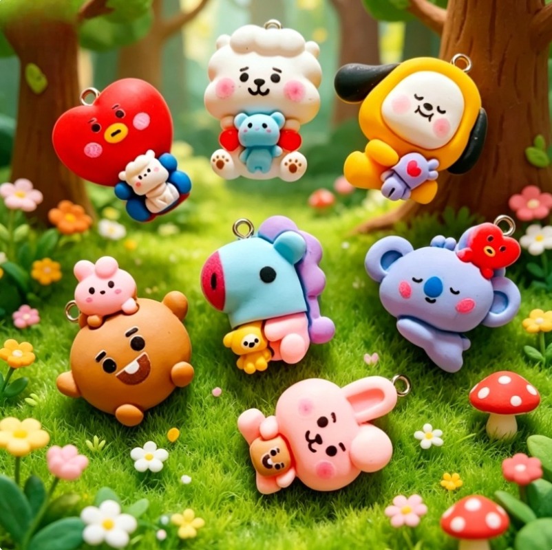 7 Stück BT21 Harz-Cartoon-Anhä – Jewelry Making With Resin Bewertung und Preis